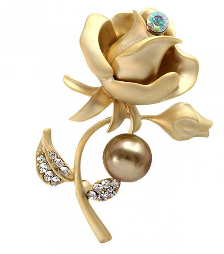 SB128 - Fashion temperament wild rose pearl diamond brooch